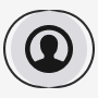 Zwart pictogram van het profiel van een persoon in een grijze achtergrondcirkel met een dikke zwarte rand
