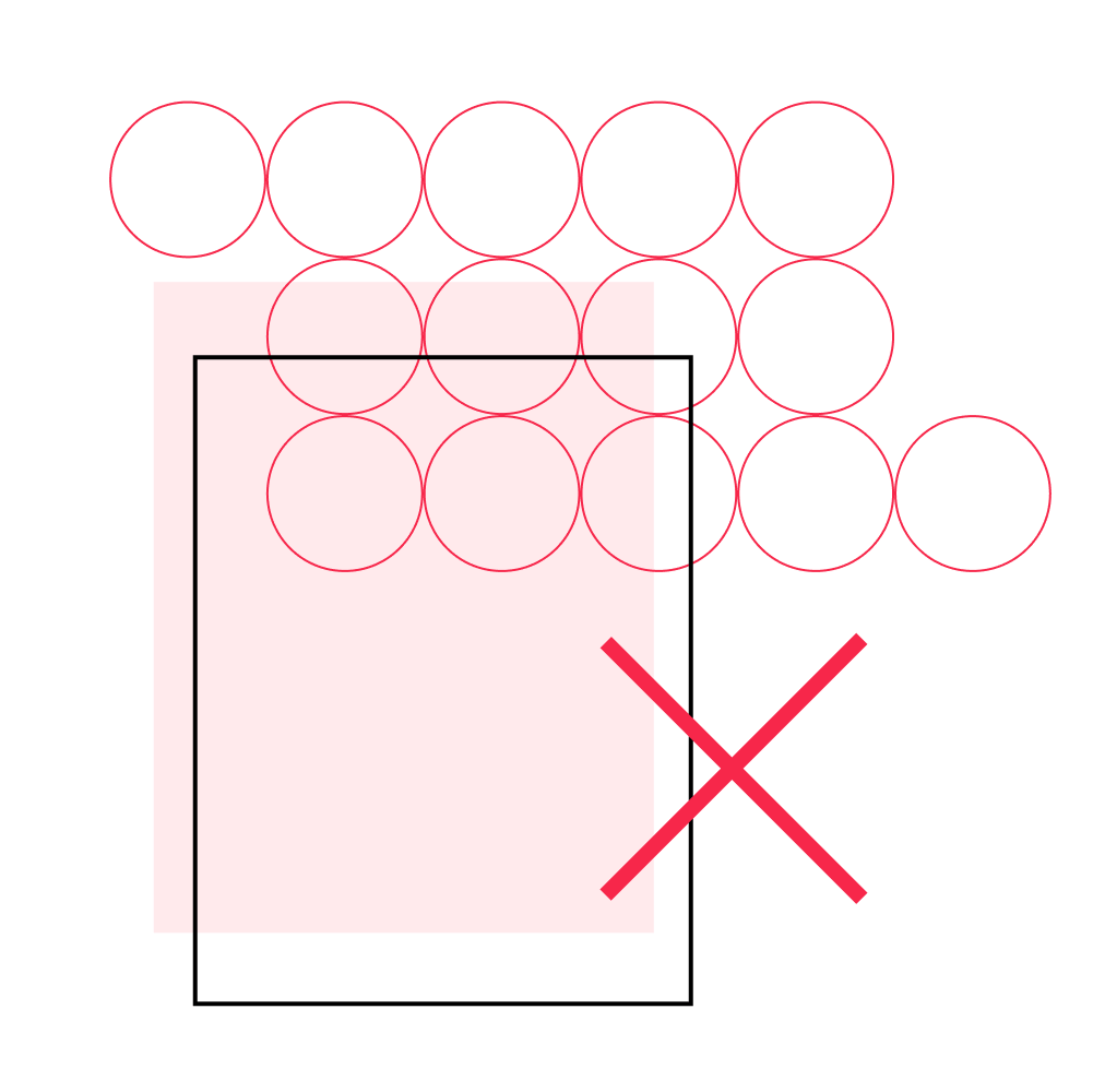 cercles blancs à bordure rouge, croix rouge et deux rectangles parallèles dont un rouge clair et un blanc à bordure noire